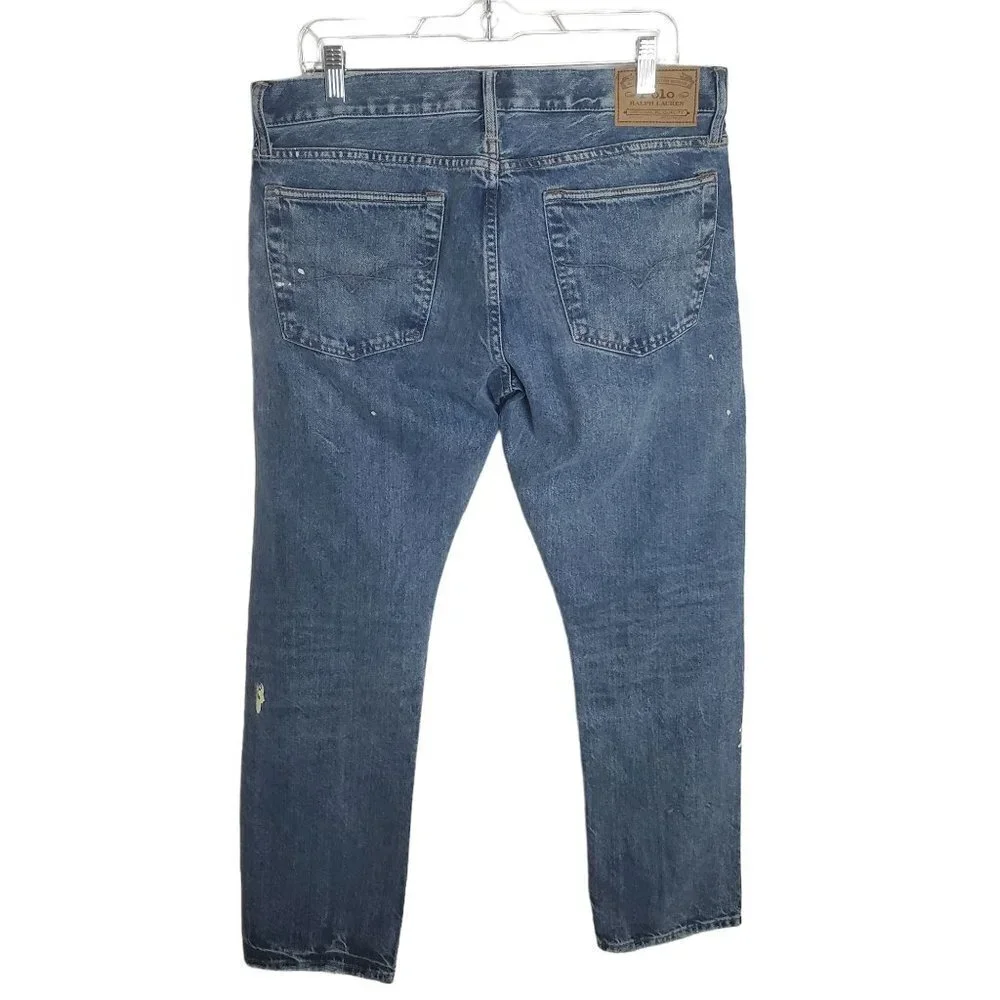 Polo Ralph Lauren‎ Varick Slim Straight Jeans 34x32 Actual 34x30 Paint Splatter
